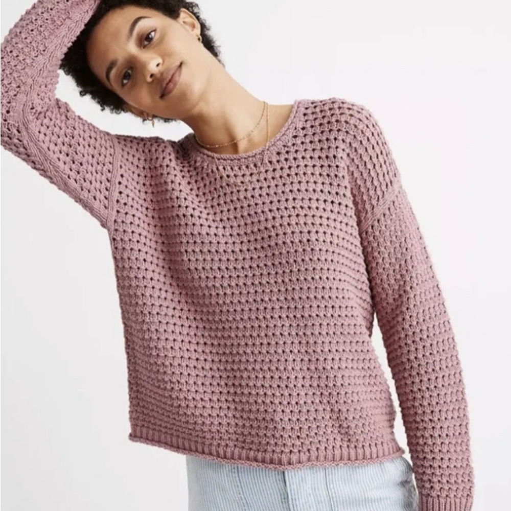 Madewell Open Stitch Austen Sweater in dusty rose